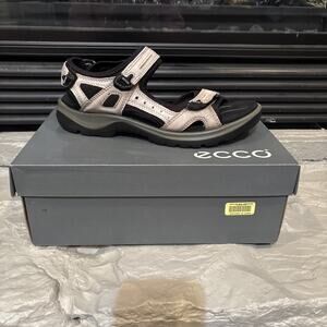 Ecco Yucatan Women Beige & Black Leather OffRoad Hiking Sandal Size US 10-10.5